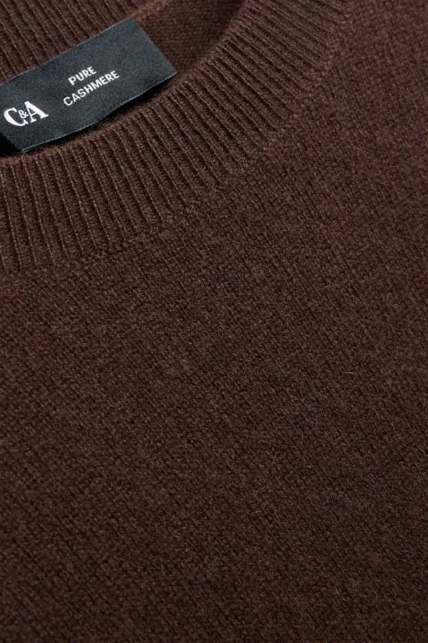 Femmes - Pull en maille en cachemire - manches courtes - marron foncé