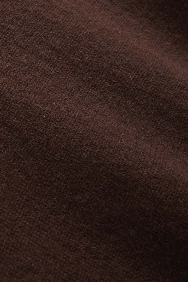 Femmes - Pull en maille en cachemire - manches courtes - marron foncé