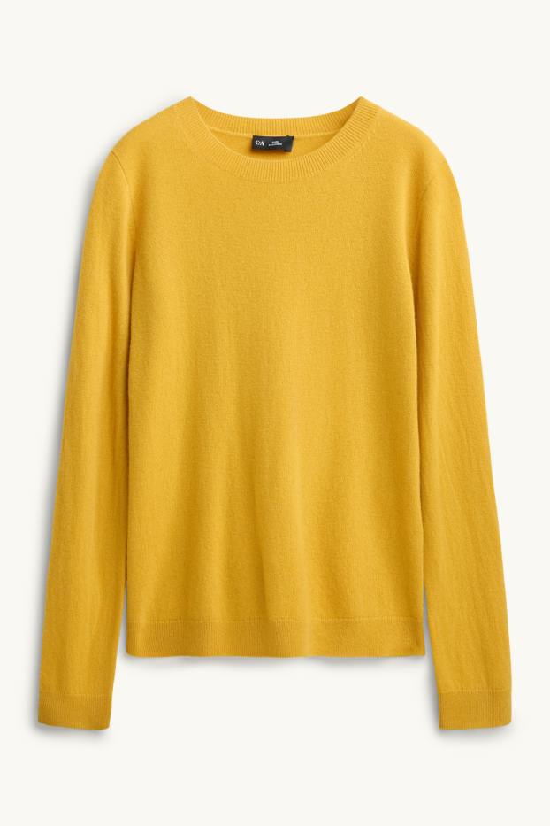 Femmes - Pull en cachemire - jaune moutarde