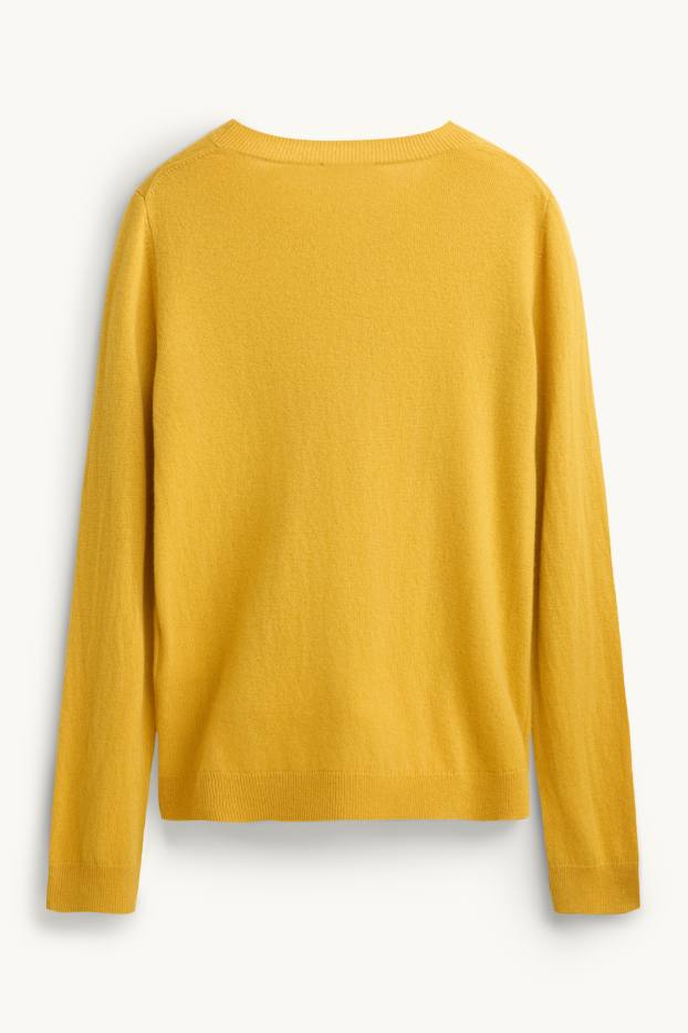 Femmes - Pull en cachemire - jaune moutarde
