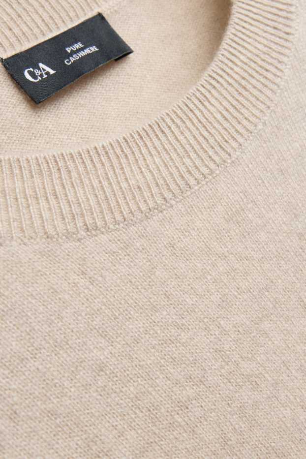 Femmes - Pull en cachemire - beige chiné
