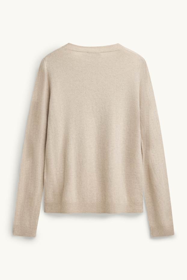 Femmes - Pull en cachemire - beige chiné