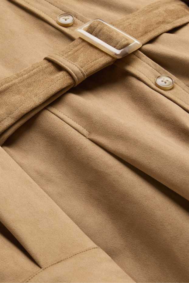 Copii - Fete - Rochie în A cu curea - imitație de piele întoarsă - maro