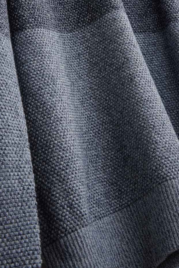 Herren - Pullover - gestreift - strukturiert - blau-melange