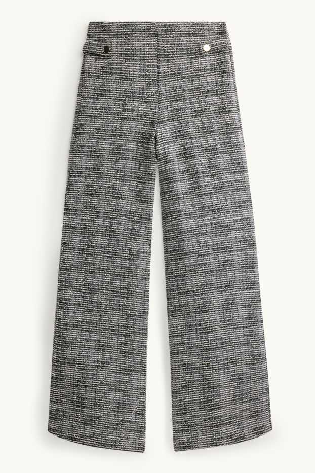 Femmes - Pantalon en finition bouclée - high waist - wide leg - gris chiné