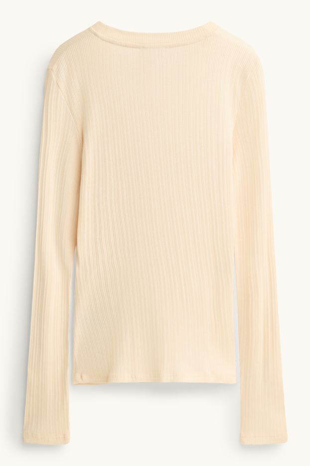 Damen - Henley-Shirt - Slim Fit - gerippt - hellgelb