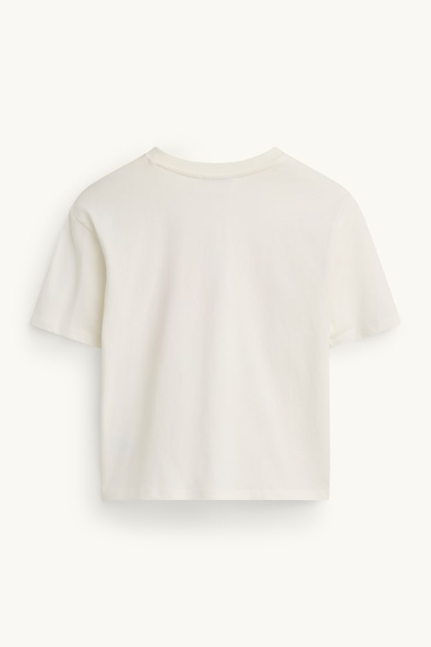 Kinderen: meisjes - T-shirt - wit / fuchsiarood