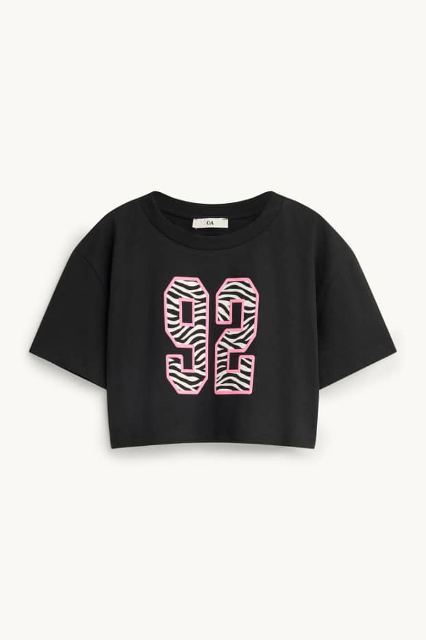 Kinder Mädchen - Set - Kurzarmshirt und Top - 2 teilig - schwarz / weiß