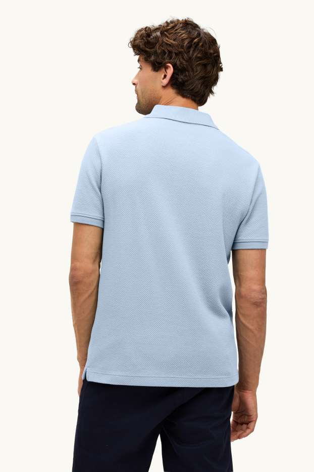 Men - Polo shirt - regular fit - textured - light blue