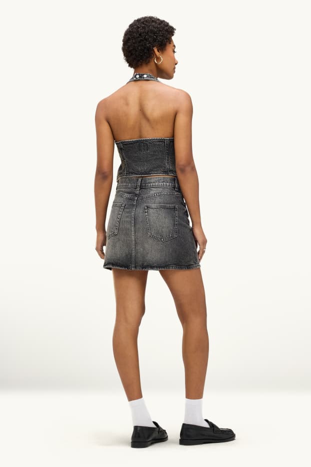 Donna - Minigonna di jeans - grigio scuro
