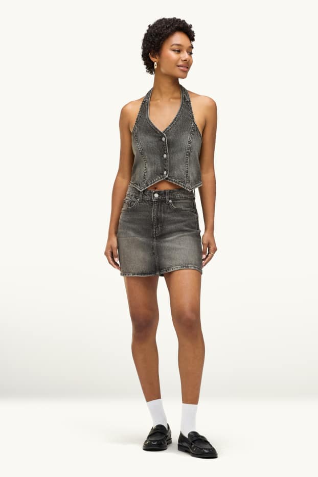 Donna - Minigonna di jeans - grigio scuro