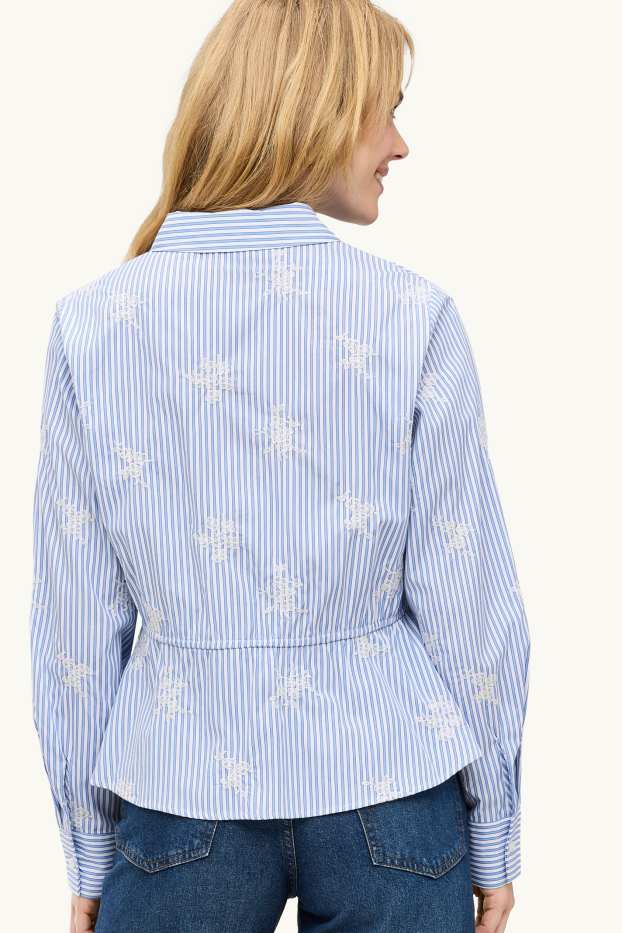Damen - Bluse - gestreift - blau