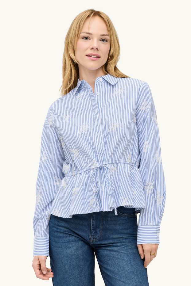 Damen - Bluse - gestreift - blau