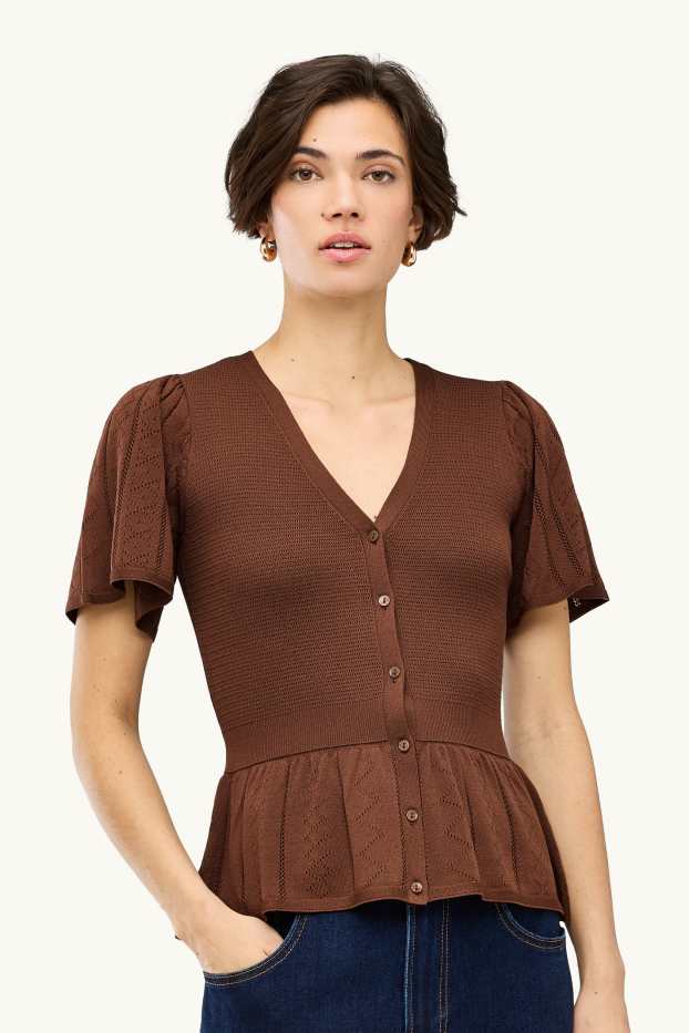 Damen - Strickjacke - braun