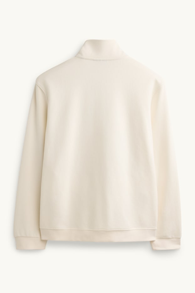 Uomo - Felpa con zip - a coste - bianco crema