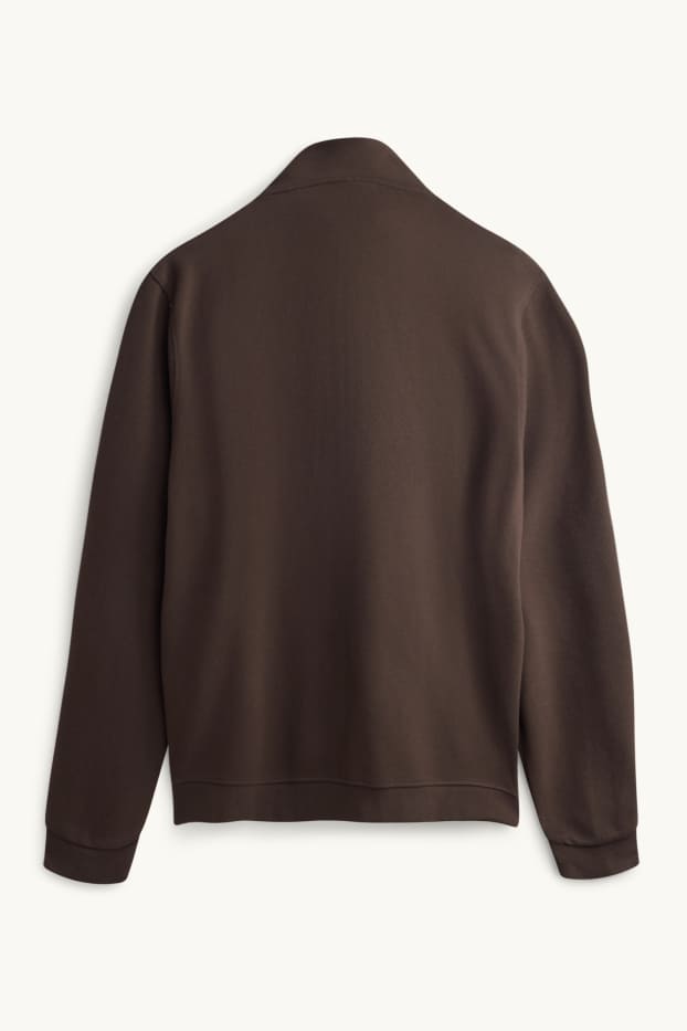 Herren - Sweatjacke - gerippt - dunkelbraun