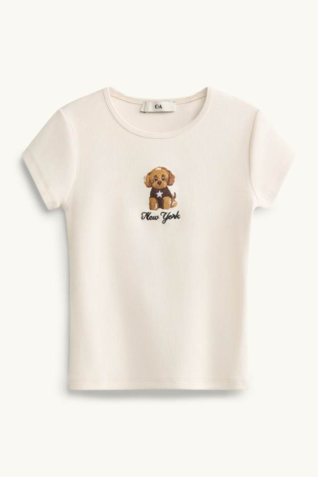 Kinderen: meisjes - T-shirt - crèmekleurig