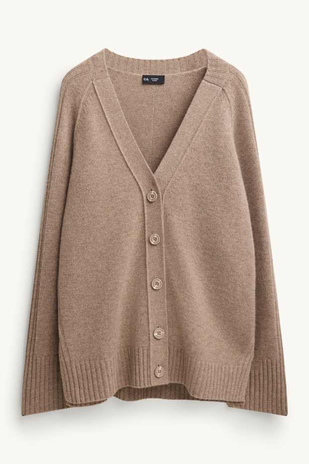 Damen - Strickjacke mit Kaschmir-Anteil - Woll-Mix - hellbraun