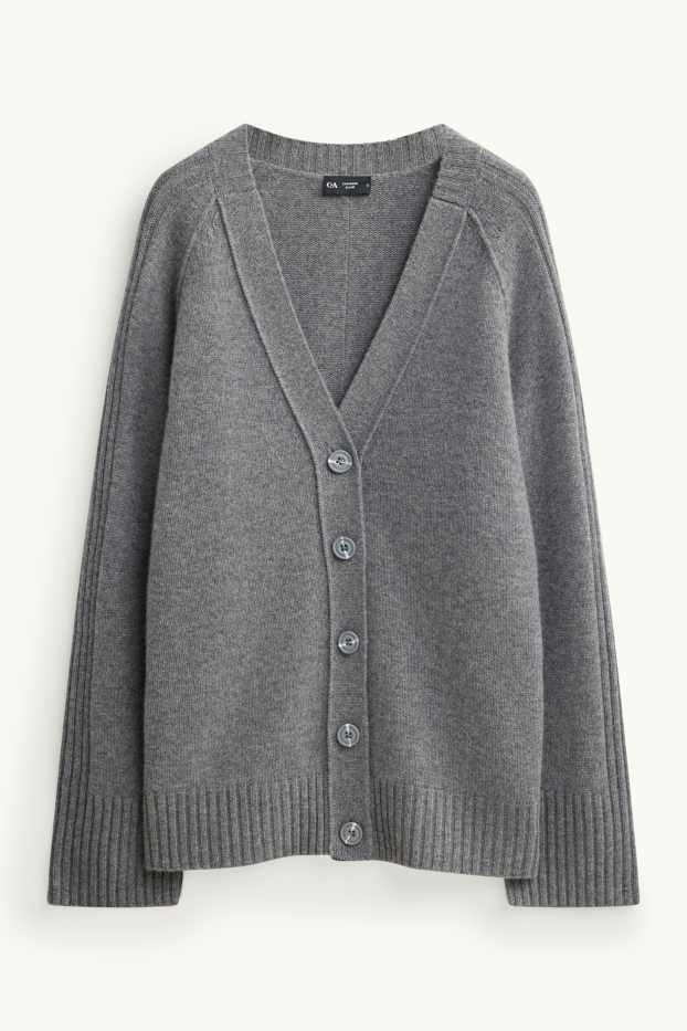 Damen - Strickjacke mit Kaschmir-Anteil - Woll-Mix - grau