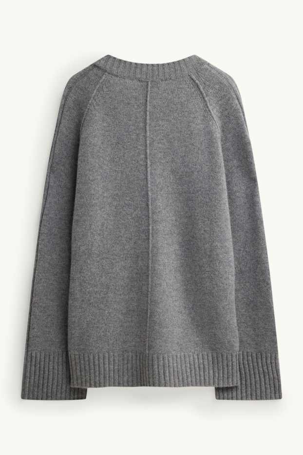Damen - Strickjacke mit Kaschmir-Anteil - Woll-Mix - grau