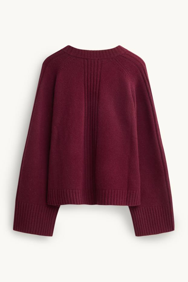 Femmes - Pull avec teneur en cachemire - laine mélangée - bordeaux