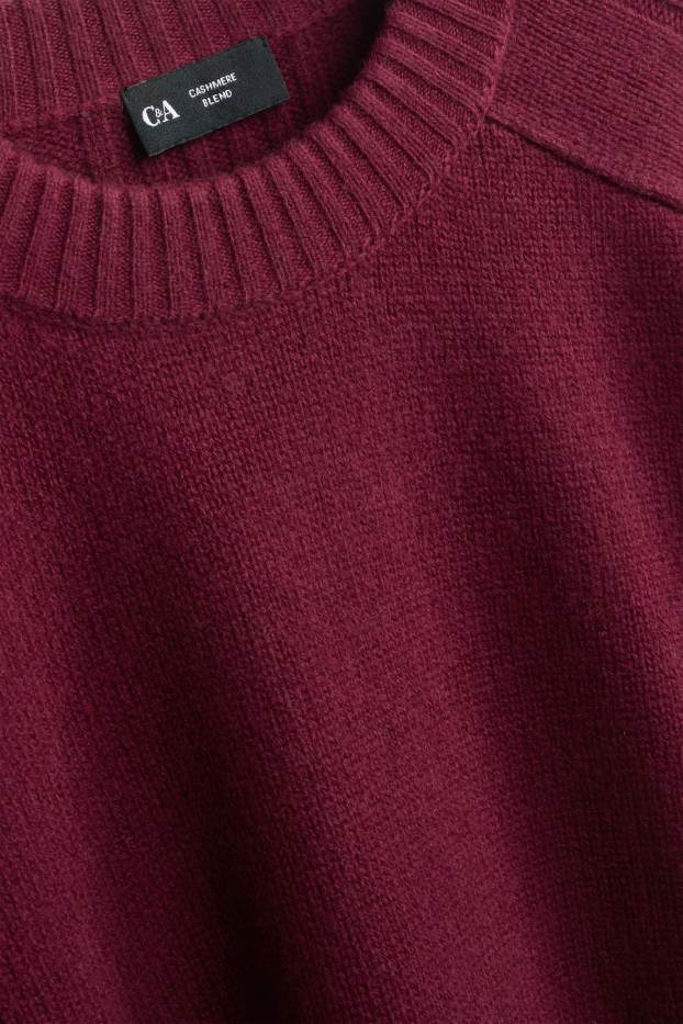 Femmes - Pull avec teneur en cachemire - laine mélangée - bordeaux