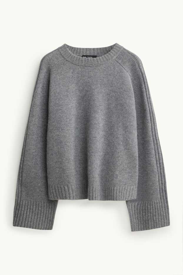 Femmes - Pull avec teneur en cachemire - laine mélangée - gris chiné