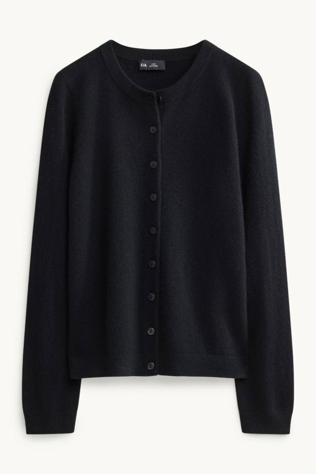 Dames - Gebreid vest van kasjmier - zwart