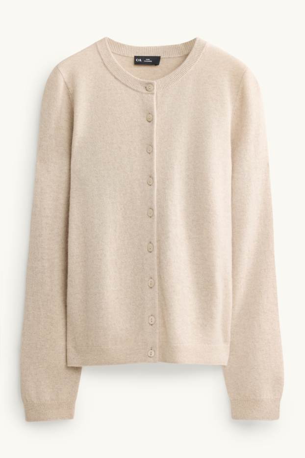 Dames - Gebreid vest van kasjmier - crème wit
