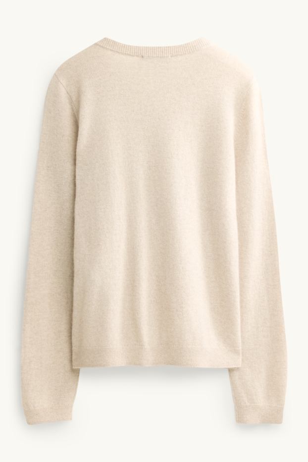 Dames - Gebreid vest van kasjmier - crème wit