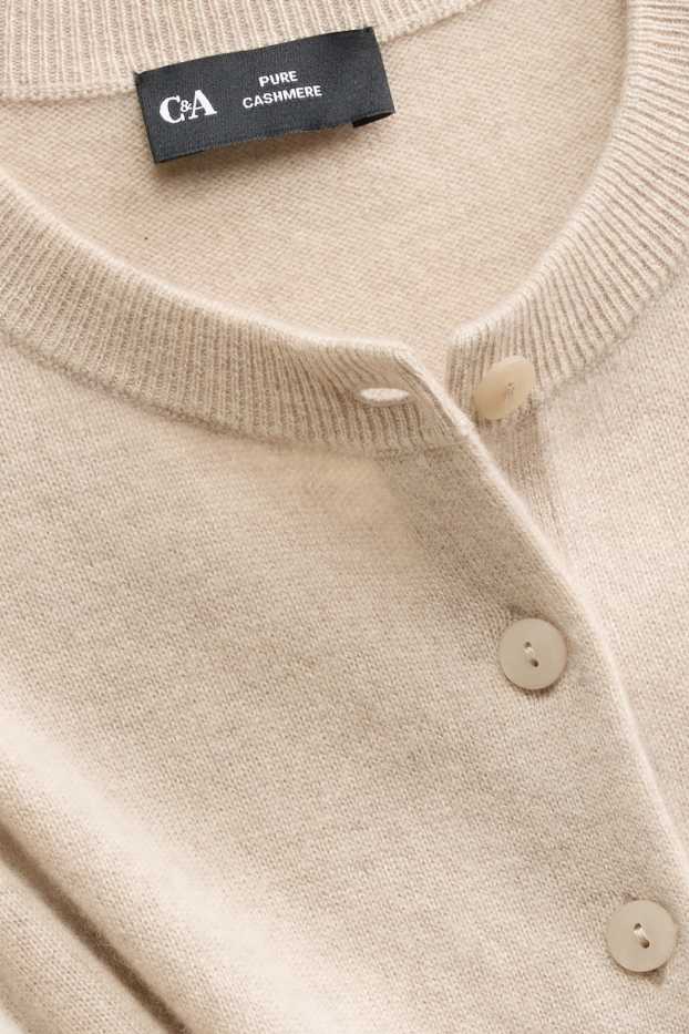 Dames - Gebreid vest van kasjmier - crème wit