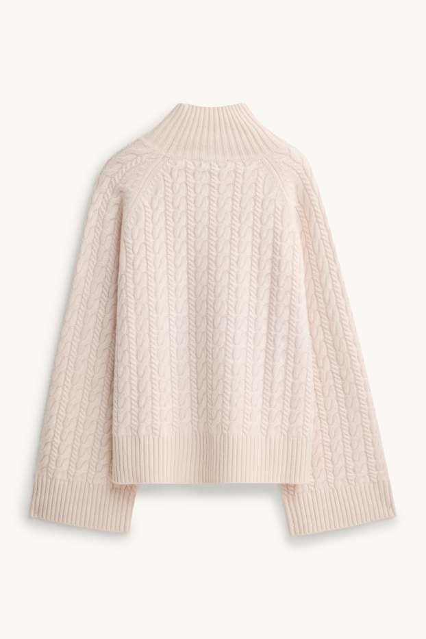 Femmes - Pull à col roulé en cachemire mélangé - laine mélangée - rose tendre