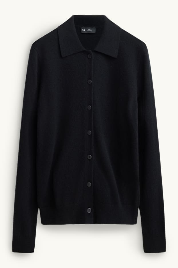 Damen - Kaschmir-Strickjacke - schwarz