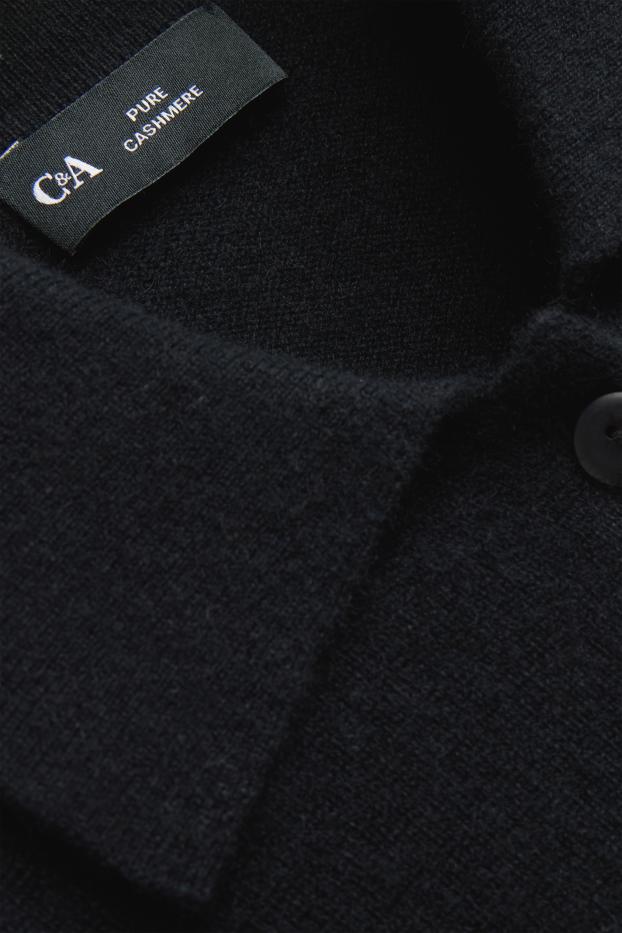Damen - Kaschmir-Strickjacke - schwarz