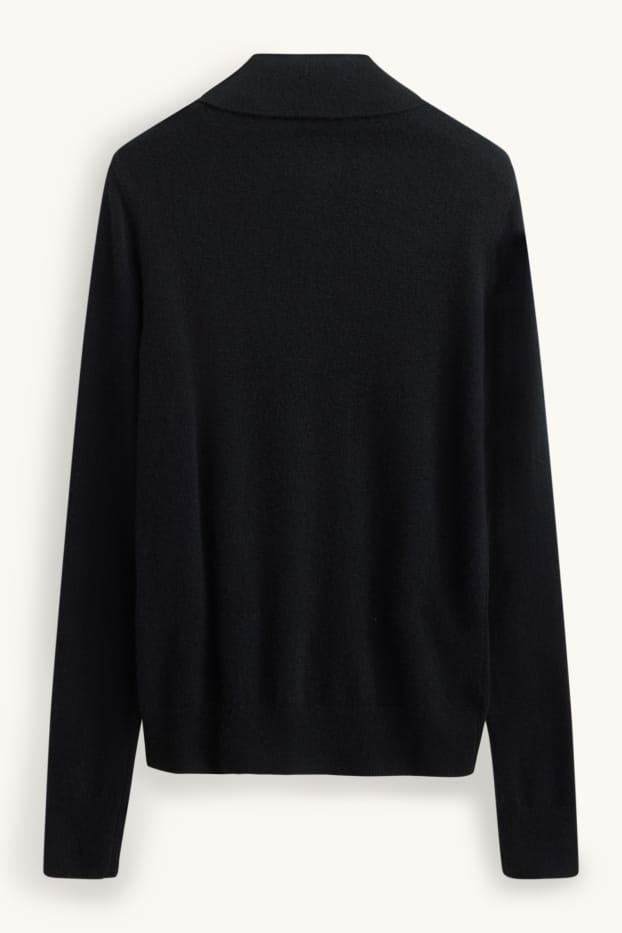 Damen - Kaschmir-Strickjacke - schwarz