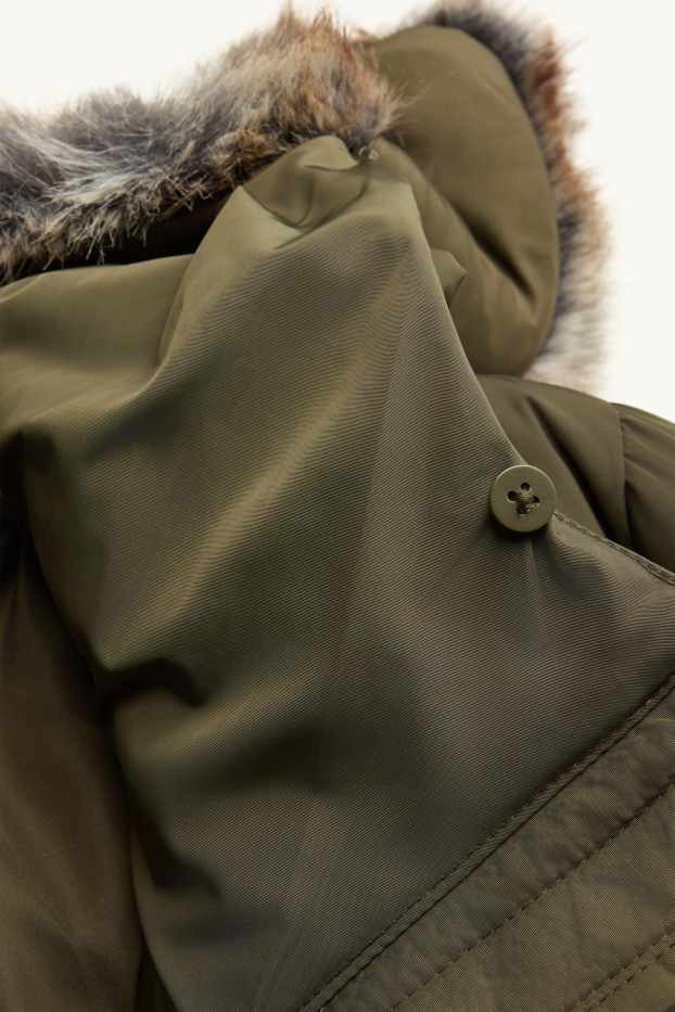 Femmes - Doudoune avec capuche - doublée - finition déperlante - vert foncé