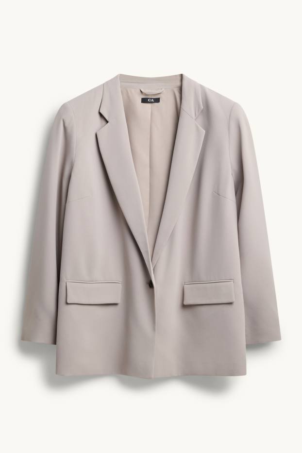 Dames - Lange blazer - regular fit - licht beige