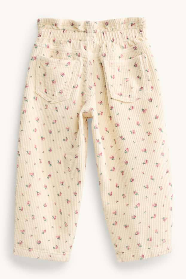 Enfants filles - Fleurs - pantalon en velours côtelé - jaune clair