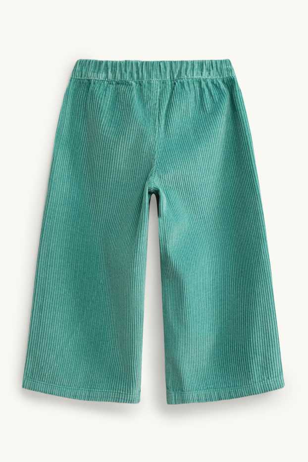 Kinder Mädchen - Blume - Cordhose - Thermohose - türkis