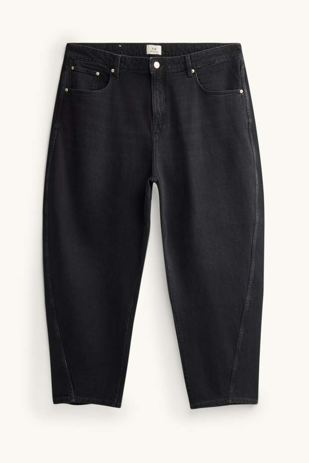 Femei - Barrel jeans - talie înaltă - negru
