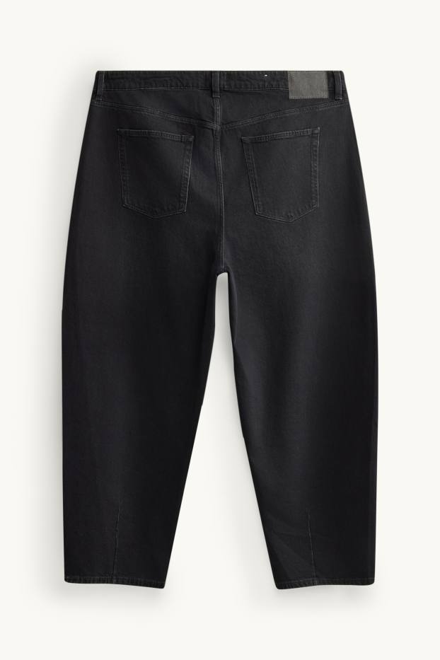 Femei - Barrel jeans - talie înaltă - negru