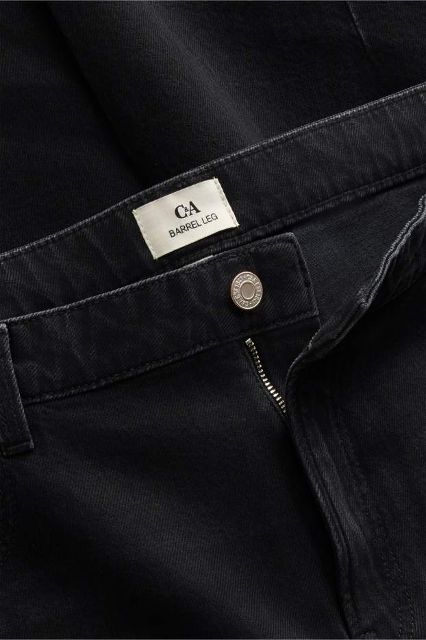 Femei - Barrel jeans - talie înaltă - negru