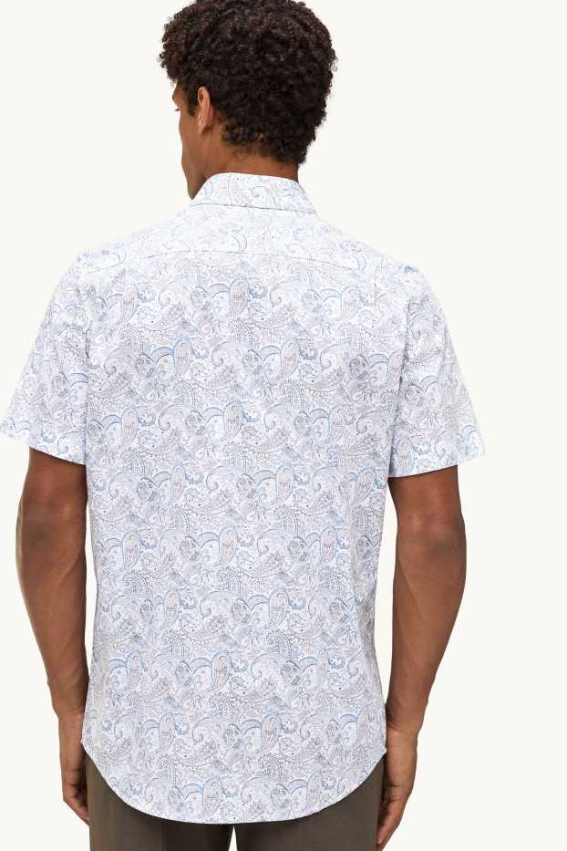 Herren - Hemd - Regular Fit - Kent - bügelleicht - gemustert - weiß / blau