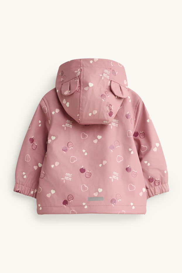 Baby Girls - Heart and apple - baby rain jacket with hood - rose