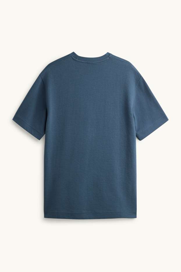 Heren - T-shirt - relaxed fit - geribd - blauw