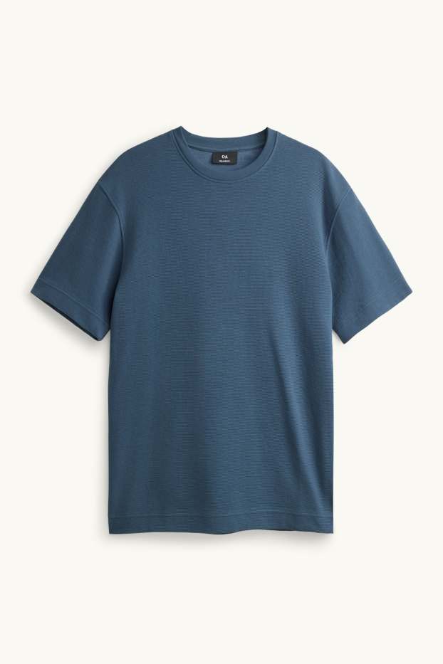 Heren - T-shirt - relaxed fit - geribd - blauw