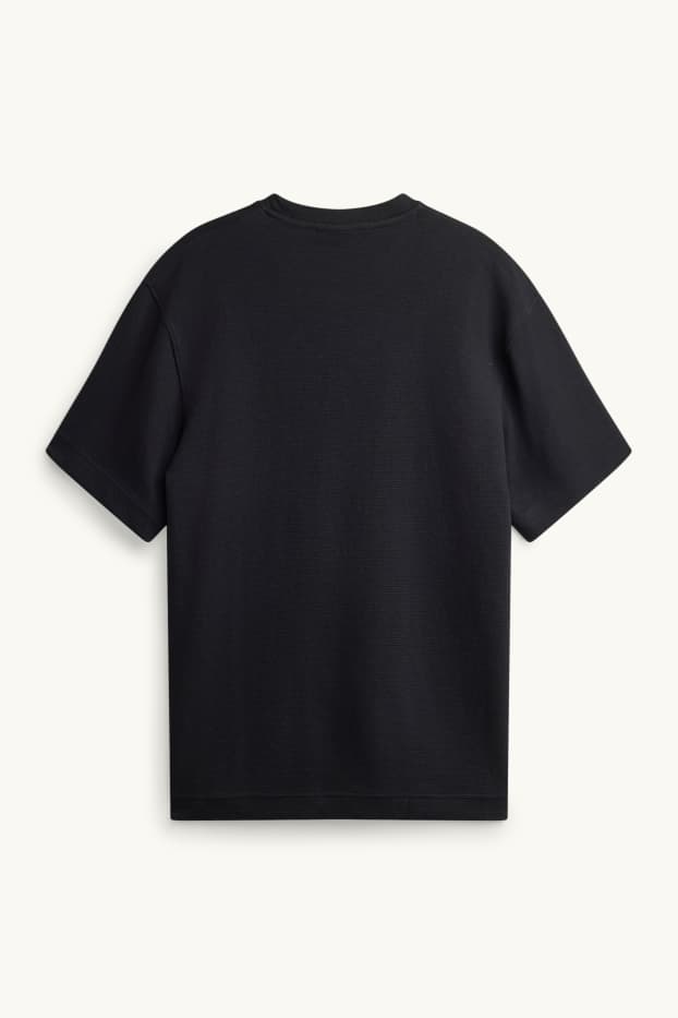 Heren - T-shirt - relaxed fit - geribd - zwart