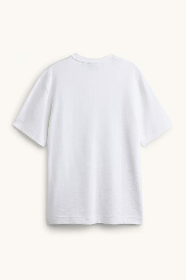 Heren - T-shirt - relaxed fit - geribd - wit