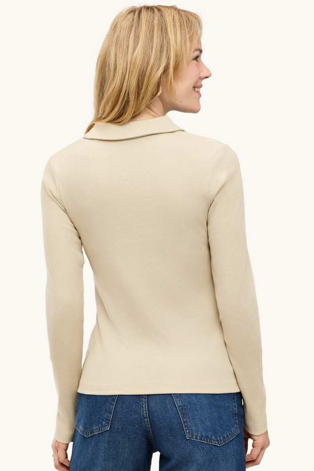 Donna - Camicetta - a coste - beige