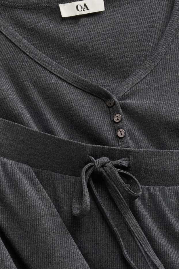 Femei - Pijama scurtă - reiată - gri închis